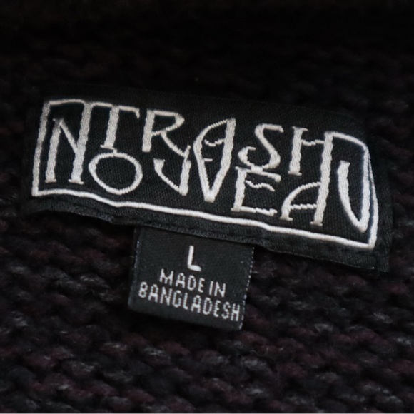 Trash Nouveau Shawl Neck Sweater L Men’s Cable Heavy Knit Pullover Cotton Blend - Picture 4 of 9